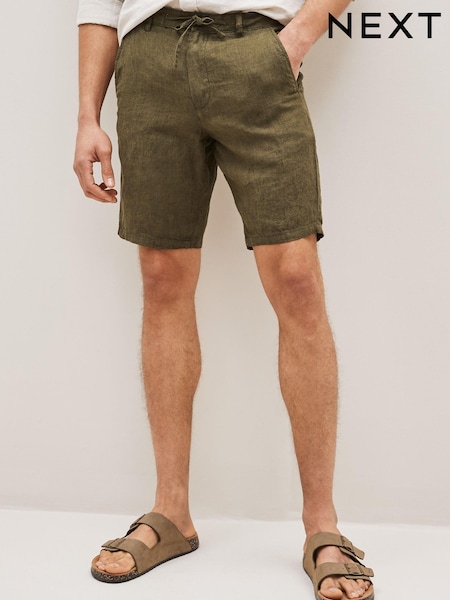 Khaki Green Linen Shorts (C60476) | €3