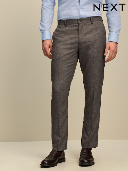 Brown Slim Textured Trousers (C60500) | €7