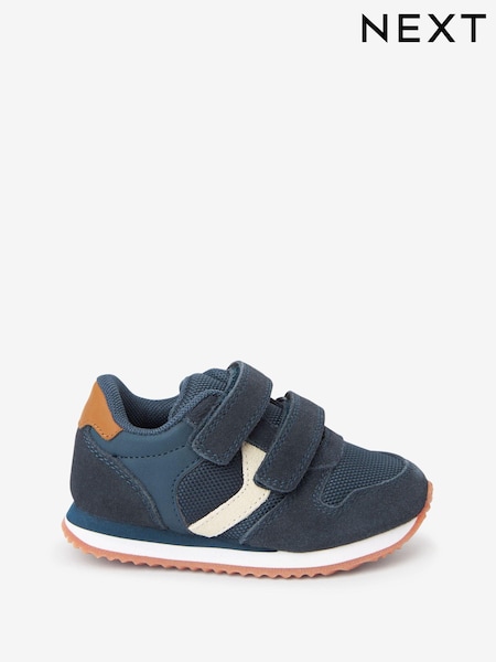 Navy Standard Fit (F) Double Strap Trainers (C61148) | €36 - €39