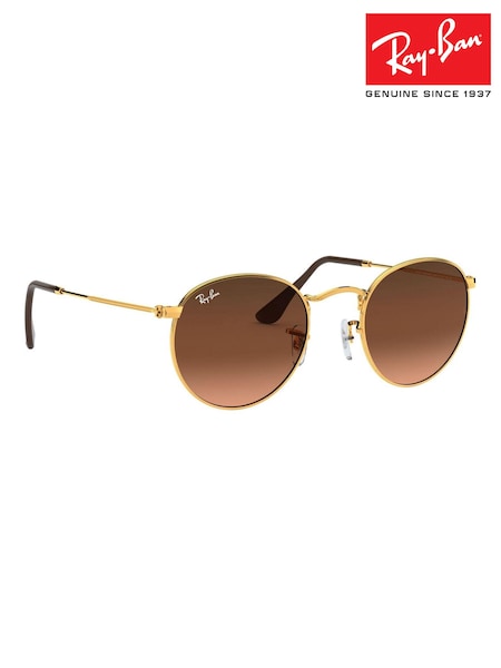 Bronze & Gläser mit Farbverlauf in Rosa/Braun - Ray-Ban Small Round Metal Sunglasses (C61176) | 256 €