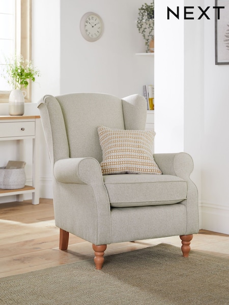 Tweedy Chenille Oyster Natural Sherlock Highback Armchair (C61194) | €650