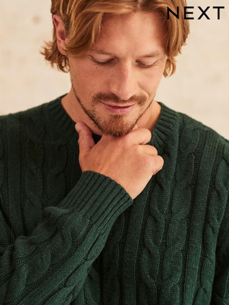 Green Regular Cable Crew Neck Jumper (C61332) | €8