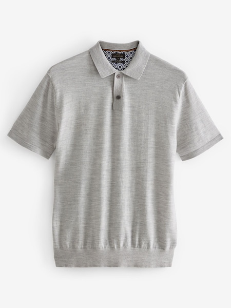 رمادي - Regular Merino Wool Polo Shirt (C61700) | ‏81 د.إ.‏