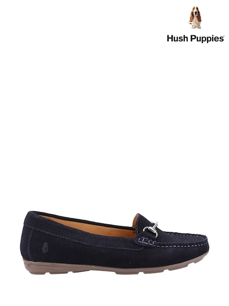 כחול  - Hush Puppies Molly Snaffle Leather Loafer Shoes (C61774) | ‏302‏₪