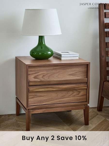 Jasper Conran London Brown 2 Drawer Belgrave Walnut 2 Drawer Bedside (C62291) | €441