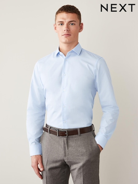 Light Blue Regular Fit Easy Care Single Cuff Smart Shirt (C62368) | kr360