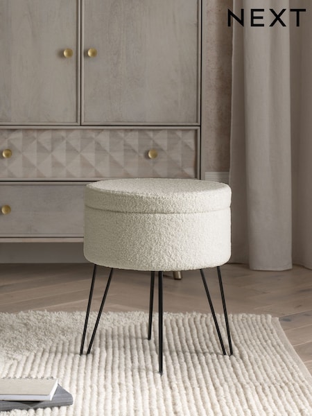 Soft Cosy Boucle Ivory Matson Storage Stool (C62496) | €70