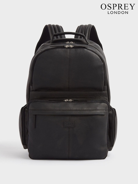 OSPREY LONDON The Lockton Black Leather Backpack (C62703) | ₪1,056
