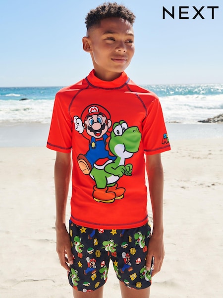 أحمر Mario - Rash Vest (3-16yrs) (C63014) | ‏44 ر.ق. - ‏65 ر.ق.