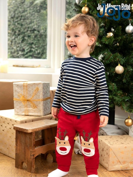 JoJo Maman Bébé Red Reindeer Appliqué Knee Joggers (C63181) | 1,081 UAH