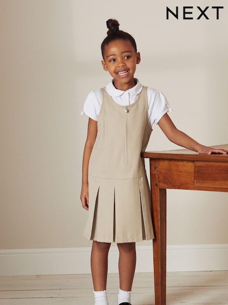 Neutral/Stein - Zip Front School Pinafore (3-14yrs) (C63252) | 3 € - 5 €