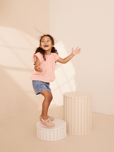 Pink - 100% Cotton Angel Sleeve Blouse (3mths-8yrs) (C63272) | 3 € - 4 €