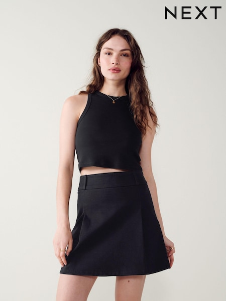 Черный - Pleat Jersey Mini Skirt (C63449) | €4
