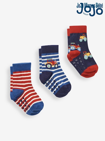 JoJo Maman Bébé Boys' 3-Pack Tractor Socks (C63572) | 15 €