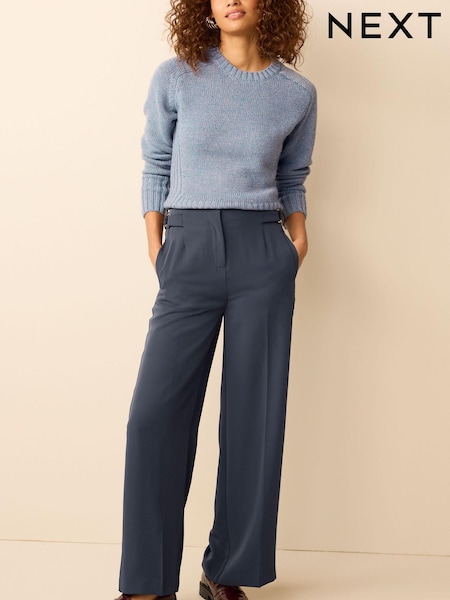 Grau - Tailored High Waist Wide Leg Trousers (C64191) | 29 €