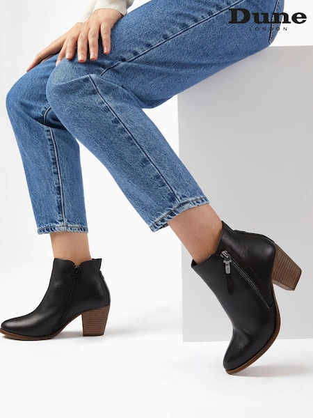 črna - Dune London Wide Fit Paice Zip-Up Ankle Boots (C64385) | € 145