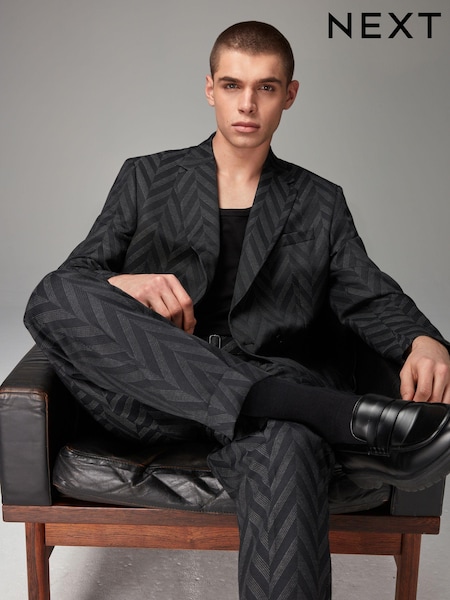 Charcoal Grey EDIT Relaxed Pattern Suit Jacket (C64530) | €39