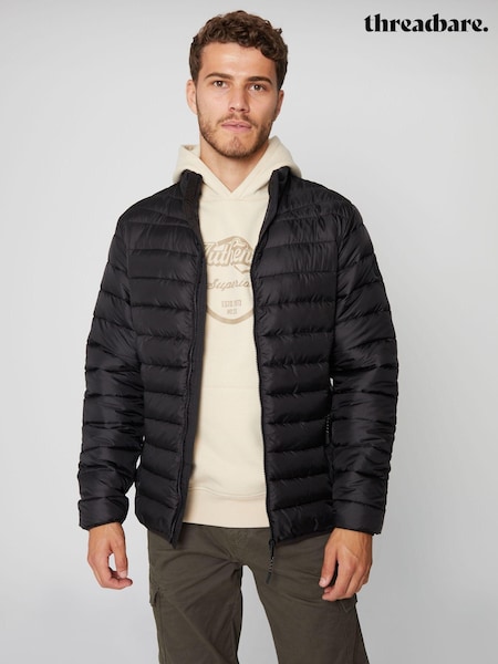 Threadbare Black Showerproof Matte Finish Padded Funnel Neck Jacket (C64547) | €26