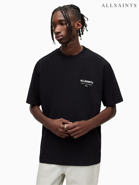 AllSaints Black Underground Crew 100% Cotton T-Shirt (C64904) | R$ 585
