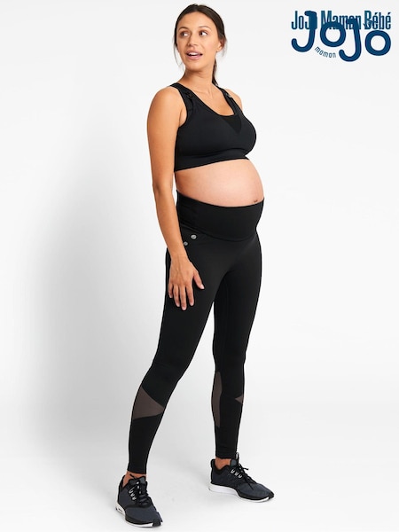 JoJo Maman Bébé Black Mesh Panel Performance Maternity Workout Leggings (C65014) | €47