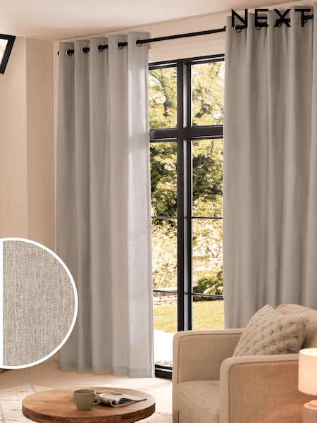Grey Silver Cotton Super Thermal Eyelet Curtains (C65152) | €22 - €58