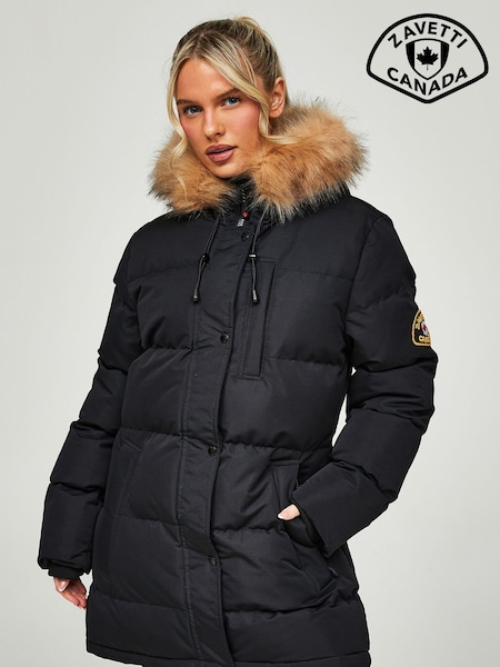 שחור עמוק - Zavetti Canada Womens Goshawa Puffer Parka Jacket (C65688) | ‏679‏₪