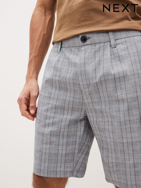 Grey Check Straight Pleat Chino Shorts (C65988) | €2