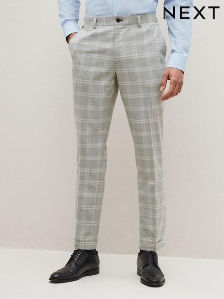 Серый - Зауженные книзу - Trimmed Check Trousers (C66093) | €7