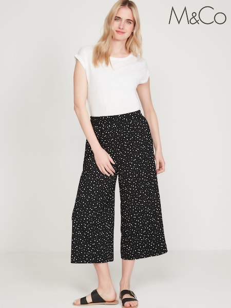 M&Co Black Spot Crinkle Culotte Trousers (C66318) | 12 €
