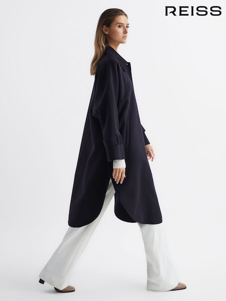 Reiss Navy Carmen Blindseam Cape Coat (C66394) | €610