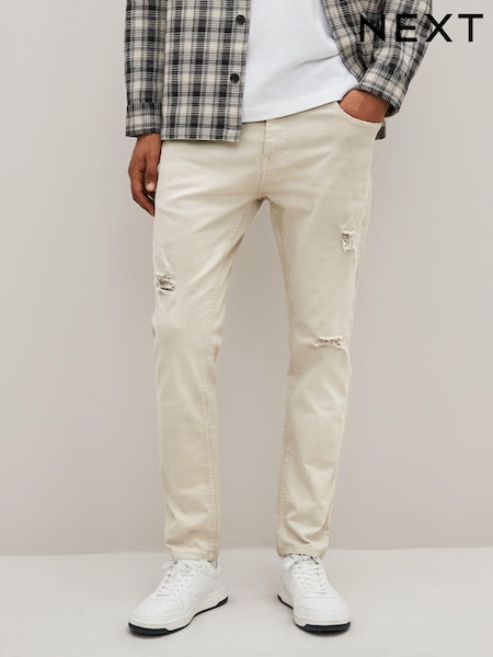 Песочный - Облегающие - Ripped Denim Jeans (C66505) | €7