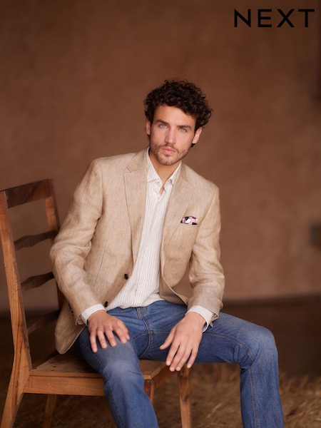 Nevtralna srtastim vzorcem - Signature Leomaster Linen Blazer (C66630) | € 94
