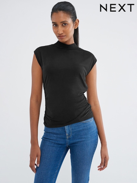 Black Sleeveless High Neck Top (C66794) | €5