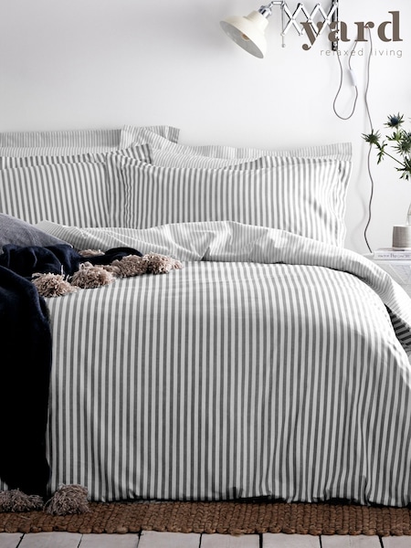 Yard Grey Hebden Striped 100% Cotton Duvet Cover and Pillowcase Set (C66824) | AED151 - AED291