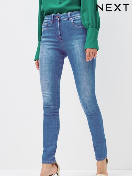 Mid Blue Single Button Lift, Slim & Shape Skinny Jeans (C67147) | 127 zł