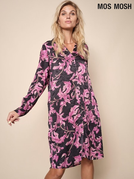 Mos Mosh Cari Crawl Long Sleeve Jaquard Black Dress (C67148) | €51