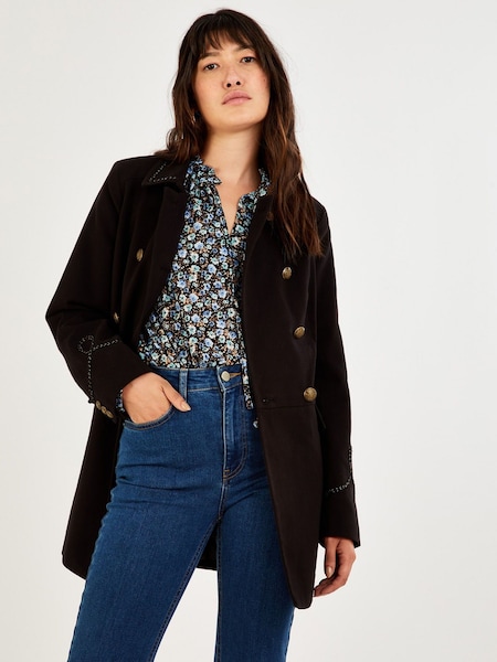 Monsoon Black Military Detail Myla Coat (C67236) | €70