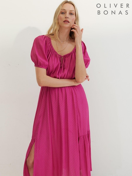 Oliver Bonas Pink Interest Fabric Midi Dress (C67510) | €32