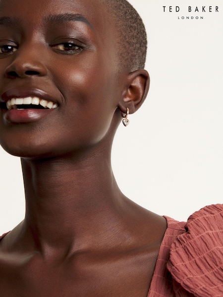 Ted Baker Rose Gold Tone HANNIY: Crystal Heart Huggie Earrings (C67645) | €50