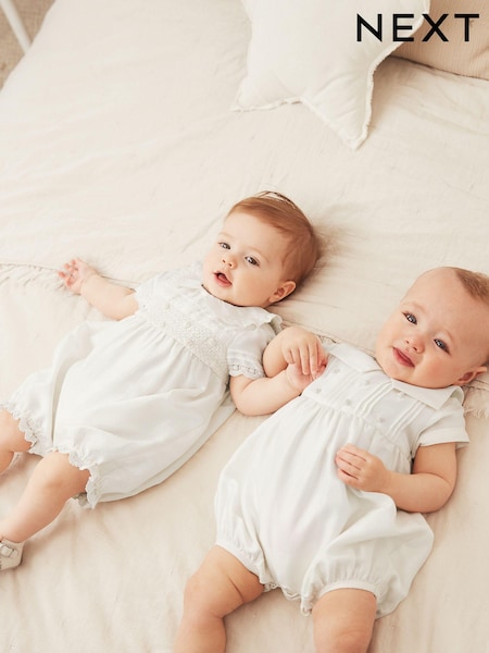 Cream Christening Premium Silk Baby Romper (0mths-2yrs) (C68147) | €11