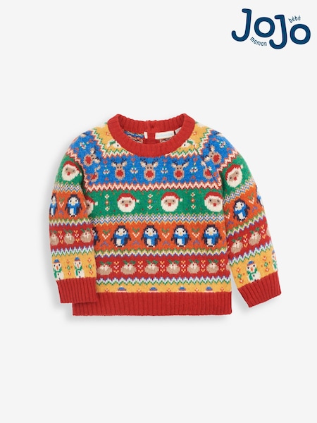 Jojo Maman Bébé Bright Christmas Fairisle Pattern Jumper (C68240) | ‏146‏₪