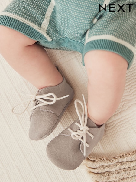 Grey Suede Lace-Up Baby Shoes (0-24mths) (C68342) | €22