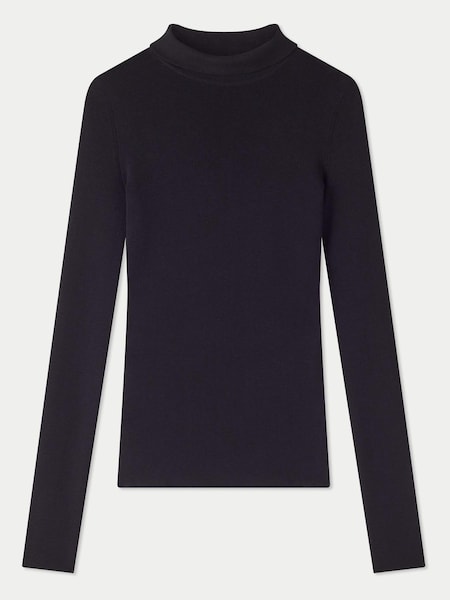 Jigsaw Tate Silk Cotton Black Polo Jumper (C68416) | €89
