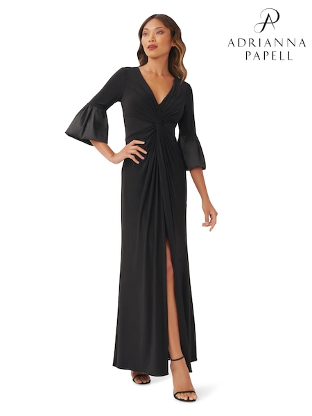 Adrianna Papell Twist Front Black Jersey Gown (C68421) | € 134