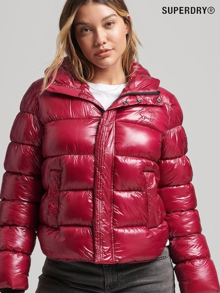 Superdry Pink Hooded Shine Sports Puffer Jacket (C68719) | €77