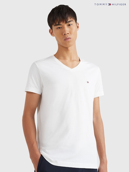Tommy Hilfiger White Slim Fit Core Stretch V-Neck T-Shirt (C68801) | €25