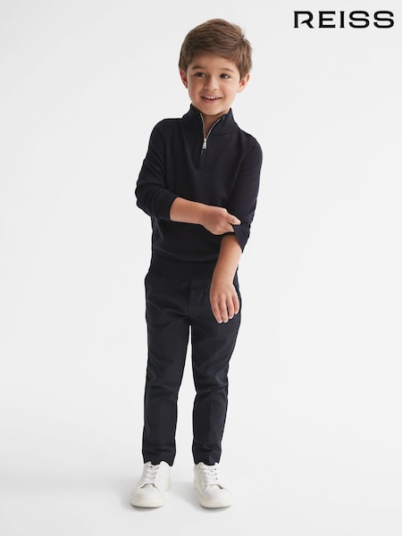 Reiss Navy Blackhall 3-9 yrs Quarter Zip Merino Wool Jumper (C68904) | €45