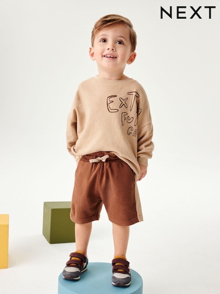 Tan Brown Long Sleeve Top and Shorts Set (3mths-7yrs) (C69166) | €9 - €12