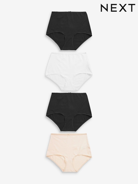 Black / Pastel Rose Nude / White Full Brief Cotton Rich Knickers 4 Pack (C69256) | $17