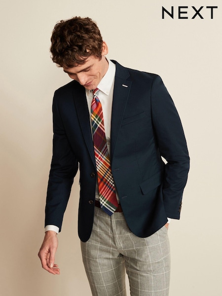 Navy Blue Cotton Stretch Blazer (C69754) | €21